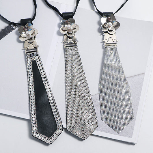 Corbata de Cuero Negro Estilo Preppy Profesional Versátil