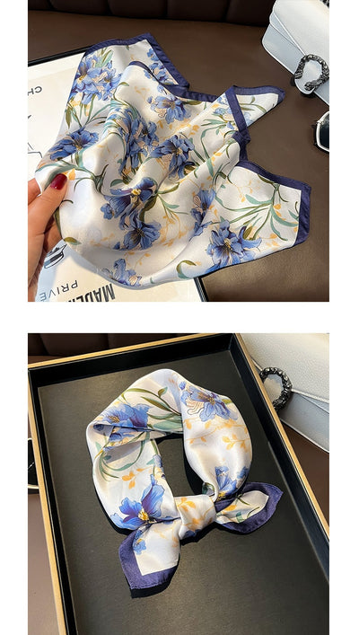 Pañuelo de Seda Cuadrado Pequeño para Mujer - Ligero y Versátil - Image 12