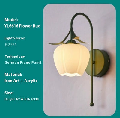 Lámpara de Pared Estilo Crema Flor de Orquídea para Mesita de Noche - Image 10