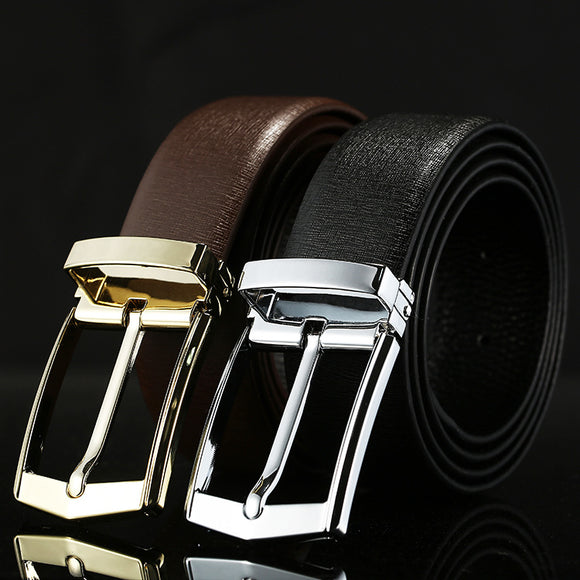 Cinturón de Cuero Genuino para Hombre con Hebilla de Pasador Minimalista