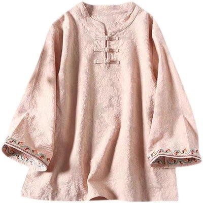 Blusa Artesanal de Algodón y Lino con Mangas Acampanadas y Bordado Jacquard - Image 19