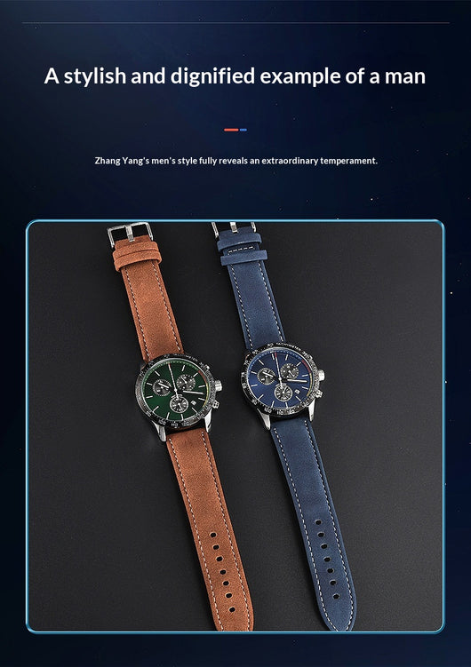 Reloj de Cuarzo para Hombre con Correa de Cuero y Calendario - Image 8