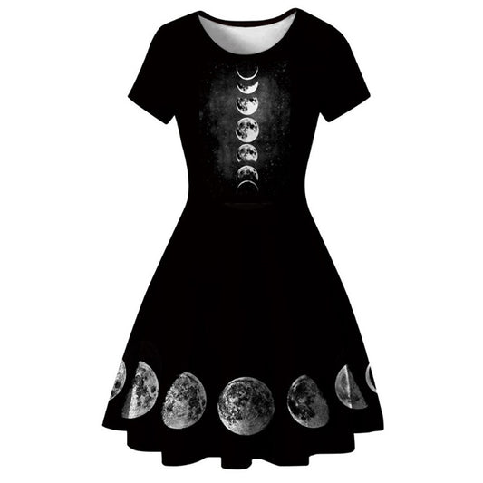 Vestido Plisado de Manga Corta con Estampado Digital para Mamá e Hija