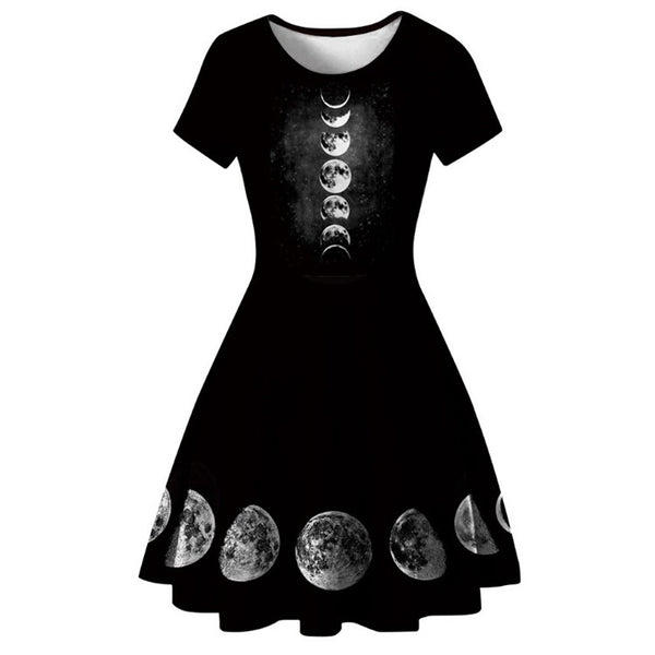 Vestido Plisado de Manga Corta con Estampado Digital para Mamá e Hija