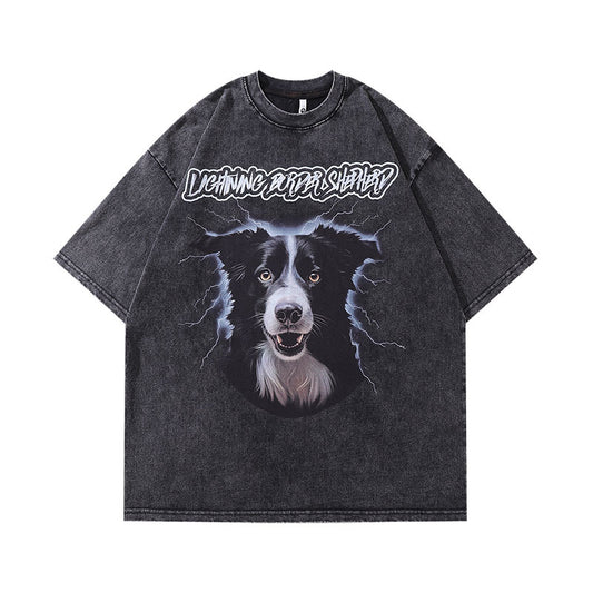 Camiseta Vintage Estampada Desgastada de Manga Corta para Hombre - Image 2