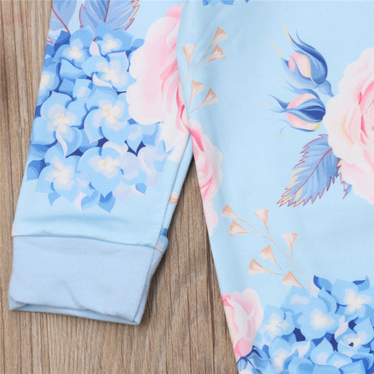 Enterizo Floral de Manga Larga para Niñas con Diadema Coordinada - Image 11