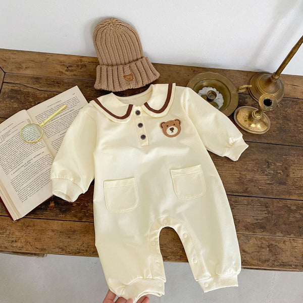 Abrigo Romper con Cuello Tipo Solapa - Diseño Osito para Bebé