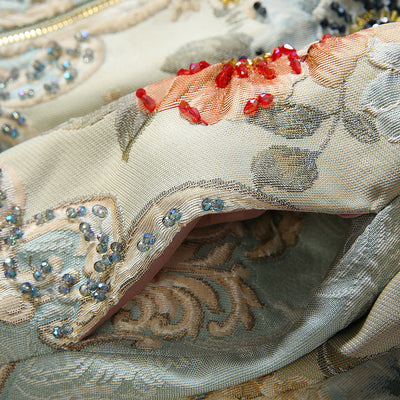 Chaqueta Beisbolera Larga con Peonia Cristalizada y Bordado en Relieve para Mujer - Image 9