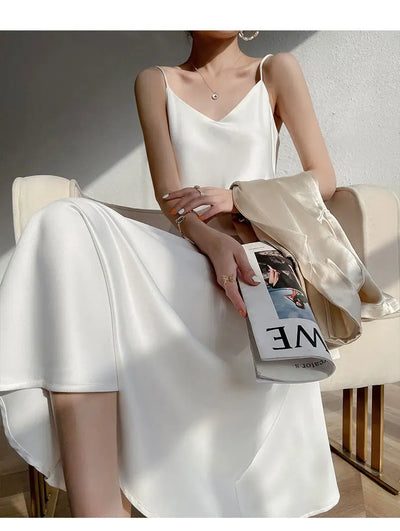 Vestido Largo Temperamento Francés para Mujer con Tirantes - Image 10
