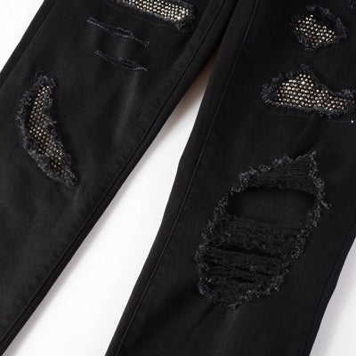 Jeans Slim Negros Elásticos con Detalles de Diamantes - Image 18