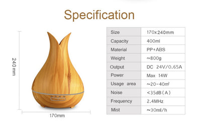 Difusor Humidificador Aromático con Luz LED y Diseño en Madera - Image 18