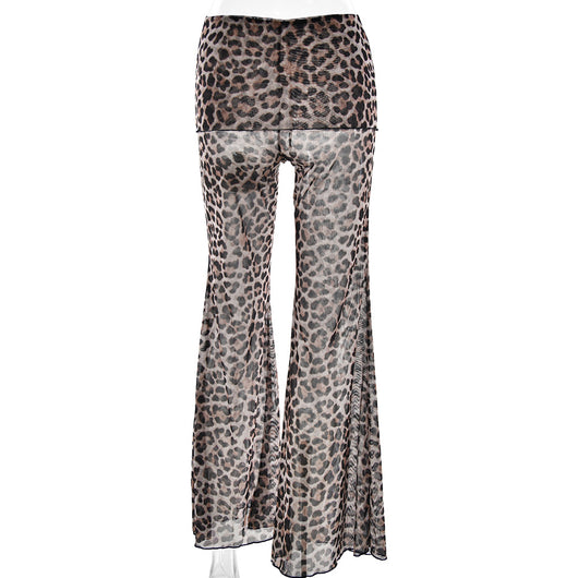 Pantalones Estampado Leopardo y Flores con Malla - Image 43