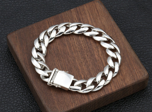Pulsera de Plata Esterlina 925 Estilo Coreano Gruesa Brillante Personalidad - Image 8