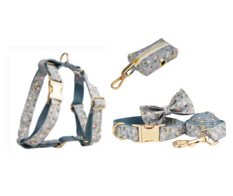Collar Floral Azul de Algodón Poliéster para Mascotas - Image 12