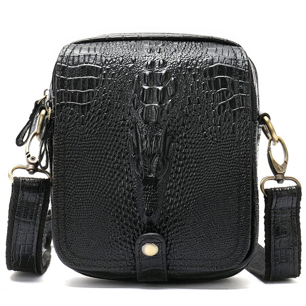 Bolsa Bandolera de Cuero Genuino con Diseño Diagonal para Hombre - Image 4