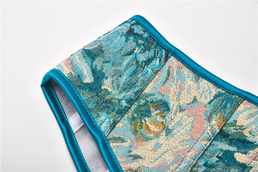 Faja Reductora con Estampado de Crisantemo Azul y Cierre de Cordones - Image 12