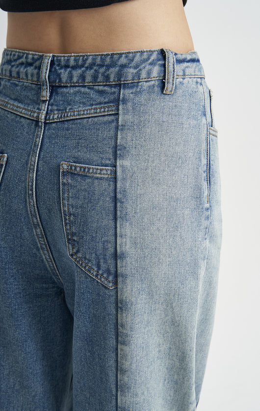 Jeans Azul Lavado Corte Holgado para Mujer - Image 12