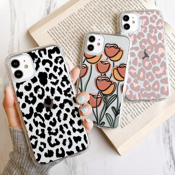 Funda para Celular con Estampado Leopardo Floral