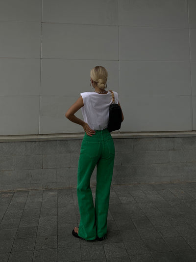Jeans Rojos de Cintura Alta y Pierna Recta Ancha para Mujer - Image 12