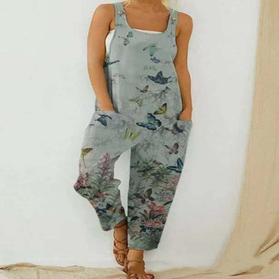 Mono Suelto con Estampado de Mariposas y Tirantes para Mujer Talla Grande - Image 5