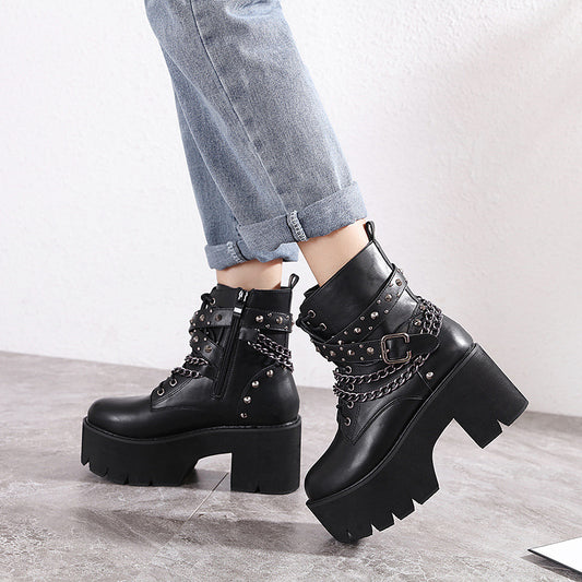 Botas Martin Plataforma con Tacón Grueso para Mujer