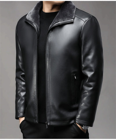 Abrigo de Cuero Premium con Cuello de Piel y Forro Polar Térmico - Image 11
