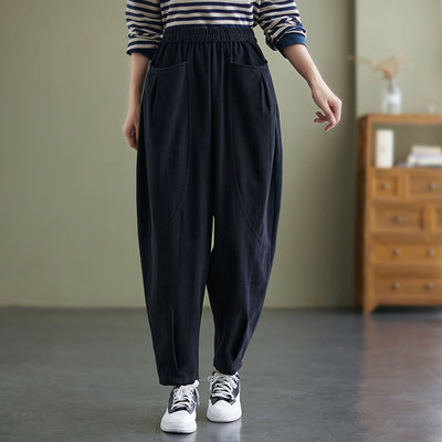 Pantalones Harem Cómodos de Colores Sólidos - Estilo Versátil para Mujer - Image 9