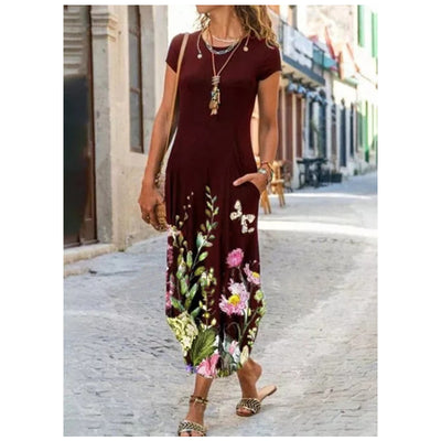 Vestido Corto Estampado con Bolsillo y Cuello Redondo - Image 10