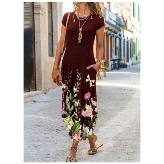 Vestido Corto Estampado con Bolsillo y Cuello Redondo - Image 10