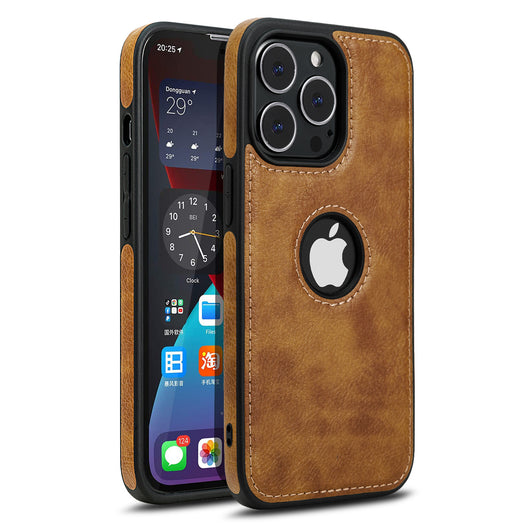 Funda para Celular con Patrón de Cuero y Costuras Decorativas - Image 3