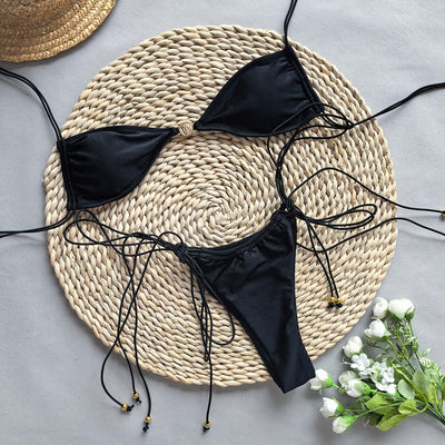 Traje de Baño Bikini Negro y Blanco Dividido para Mujer - Image 18