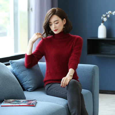 Suéter Cuello Alto Holgado en Cashmere y Terciopelo Mink - Image 10