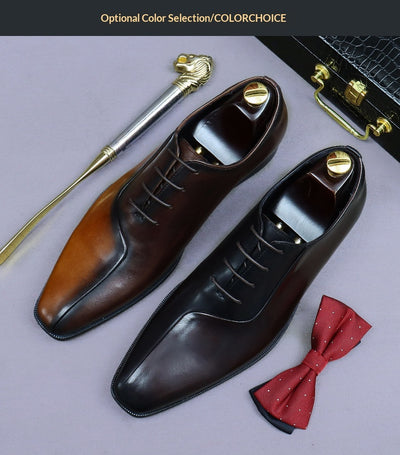 Zapatos Formales de Cuero para Hombre Estilo Británico con Diseño Bicolor - Image 17