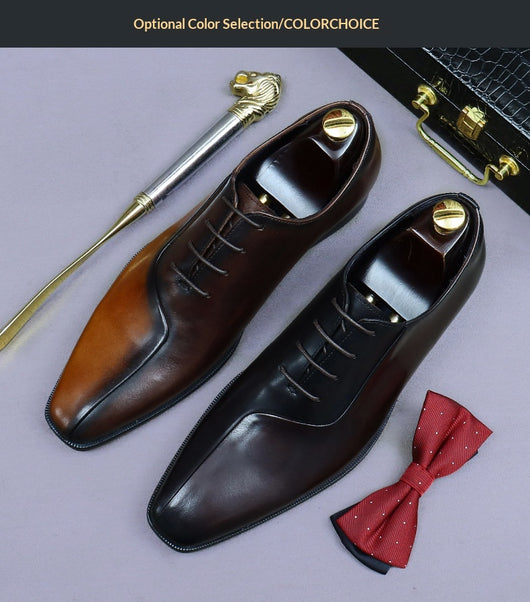 Zapatos Formales de Cuero para Hombre Estilo Británico con Diseño Bicolor - Image 17