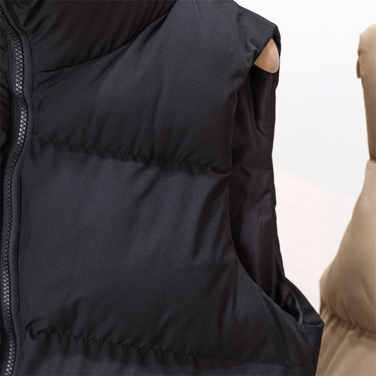 Chaleco Acolchado de Plumón para Mujer con Cuello Alto Grueso y Cálido - Image 25