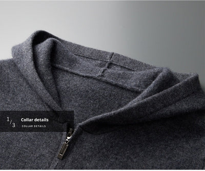 Cardigan Cashmere con Capucha para Hombre - Abrigo Casual Grueso con Cierre - Image 25