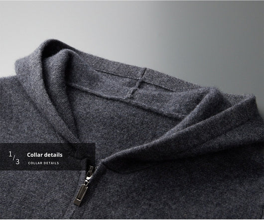 Cardigan Cashmere con Capucha para Hombre - Abrigo Casual Grueso con Cierre - Image 25