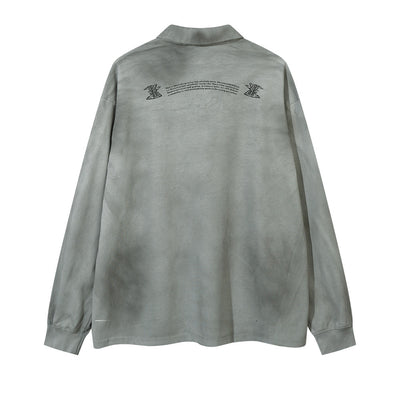 Polo Manga Larga con Letras Distressed Punk Waste Soil - Image 2