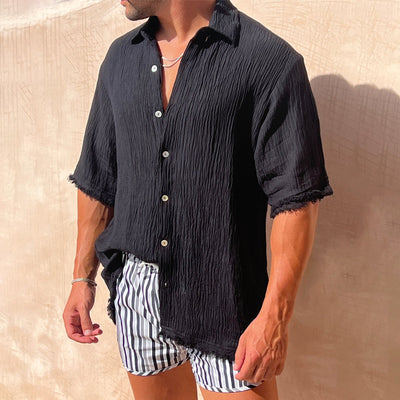 Camiseta Casual Hombre Algodón Lino Manga Corta Suelta - Image 4