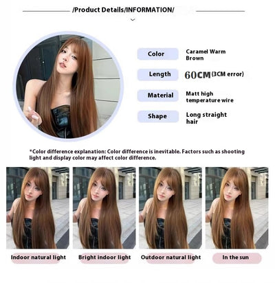 Peluca Larga Castaño Cálido Cabello Liso Efecto Rejuvenecedor - Image 14