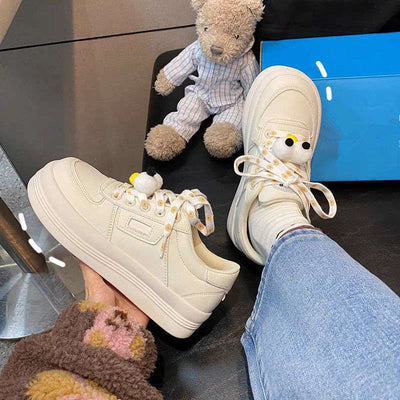 Zapatillas Blancas de Suela Gruesa y Punta Redonda - Versátiles y Cómodas - Image 7