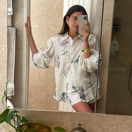 Conjunto Estampado Mujer: Blusa Casual y Short Cintura Alta - Image 4