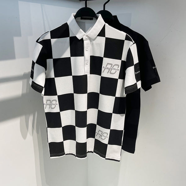 Polo Cuadriculado de Manga Corta para Hombre - Comodidad de Verano