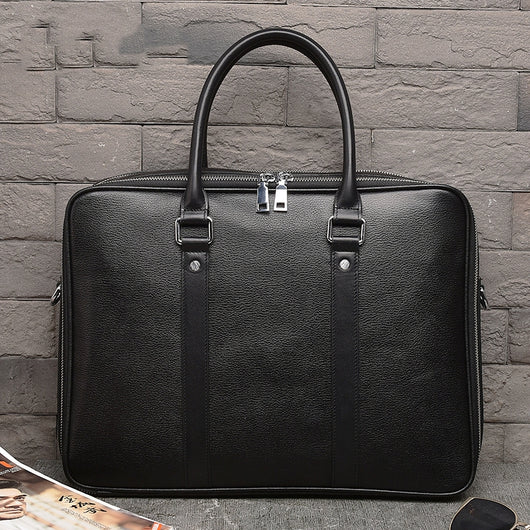 Bolso de Cuero Genuino para Hombre con Doble Cierre
