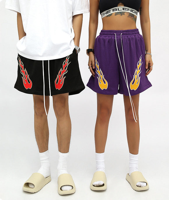 Shorts Casuales para Hombre con Bordado de Llama Estilo Americano