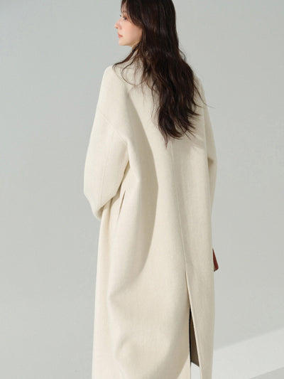 Abrigo de Lana Blanco Doble Botonadura para Mujer - Largo Reversible Otoño Invierno - Image 9