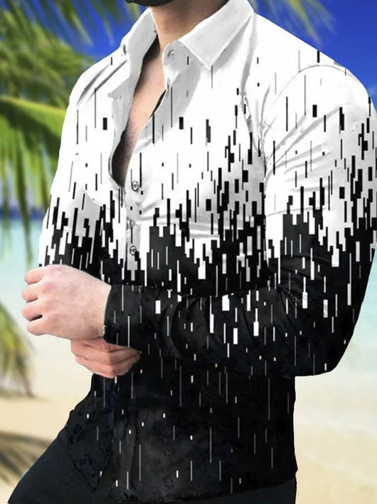 Camisa Casual de Manga Larga con Impresión Digital 3D para Hombre - Image 17