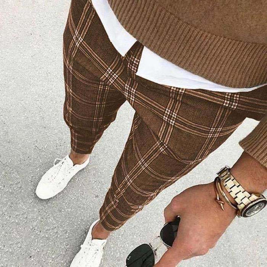 Pantalones Casuales de Cuadros para Hombre - Corte Moderno y Versátil