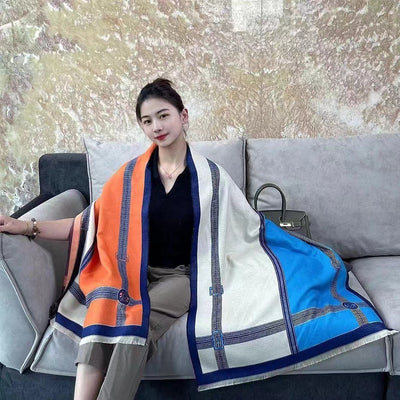 Bufanda de Cachemir Artificial Bicolor Estilo Coreano para Mujer Invierno - Image 13