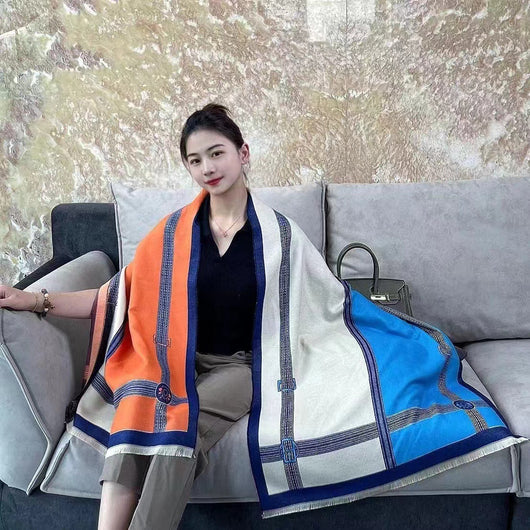Bufanda de Cachemir Artificial Bicolor Estilo Coreano para Mujer Invierno - Image 13